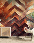 Papier peint art & déco – Motif feuilles cuivre