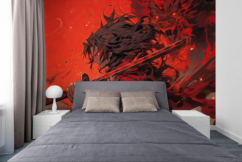 papier peint fantasy – samouraï démon rouge