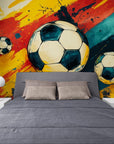 Papier peint sport – Ballons de football colorés