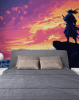 Panoramic wallpaper – Samurai and ocean at sunset