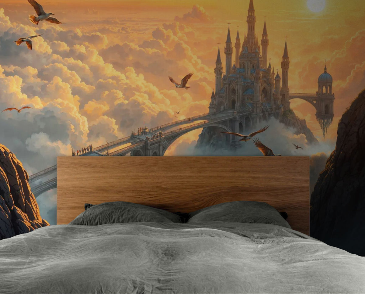 Fantastische Tapete – Schloss inmitten der Wolken