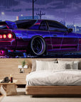 Nighttime Wallpaper – Neon Tuning Car in the Rain