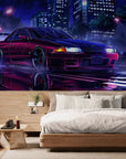 Papier peint Japon – Voiture sport JDM pluie néon