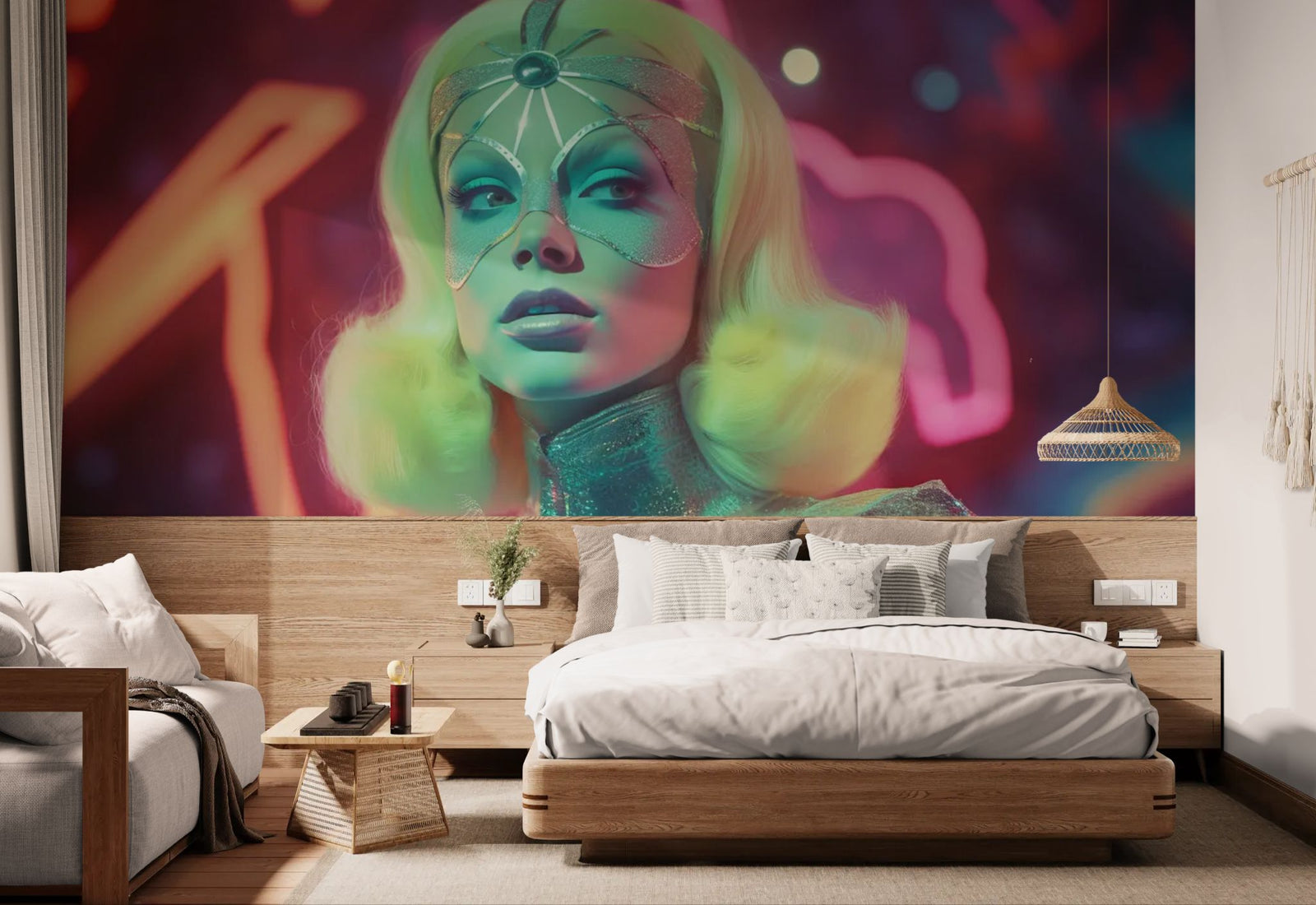 Papier Peint Néon Retro Futuriste - Impératrice Galactique