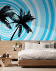 Papier peint tropical – Palmiers graphiques bleus