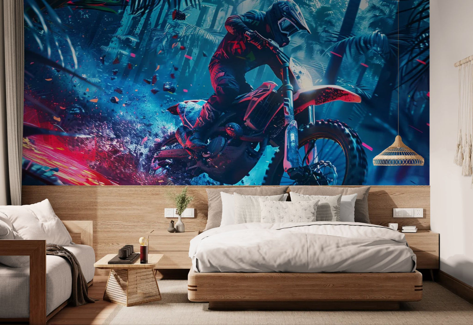 Sport wallpaper – neon jungle motocross