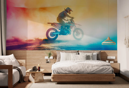 Sport wallpaper – motocross and colored smoke