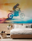 Papier peint Sport – motocross et fumées colorées