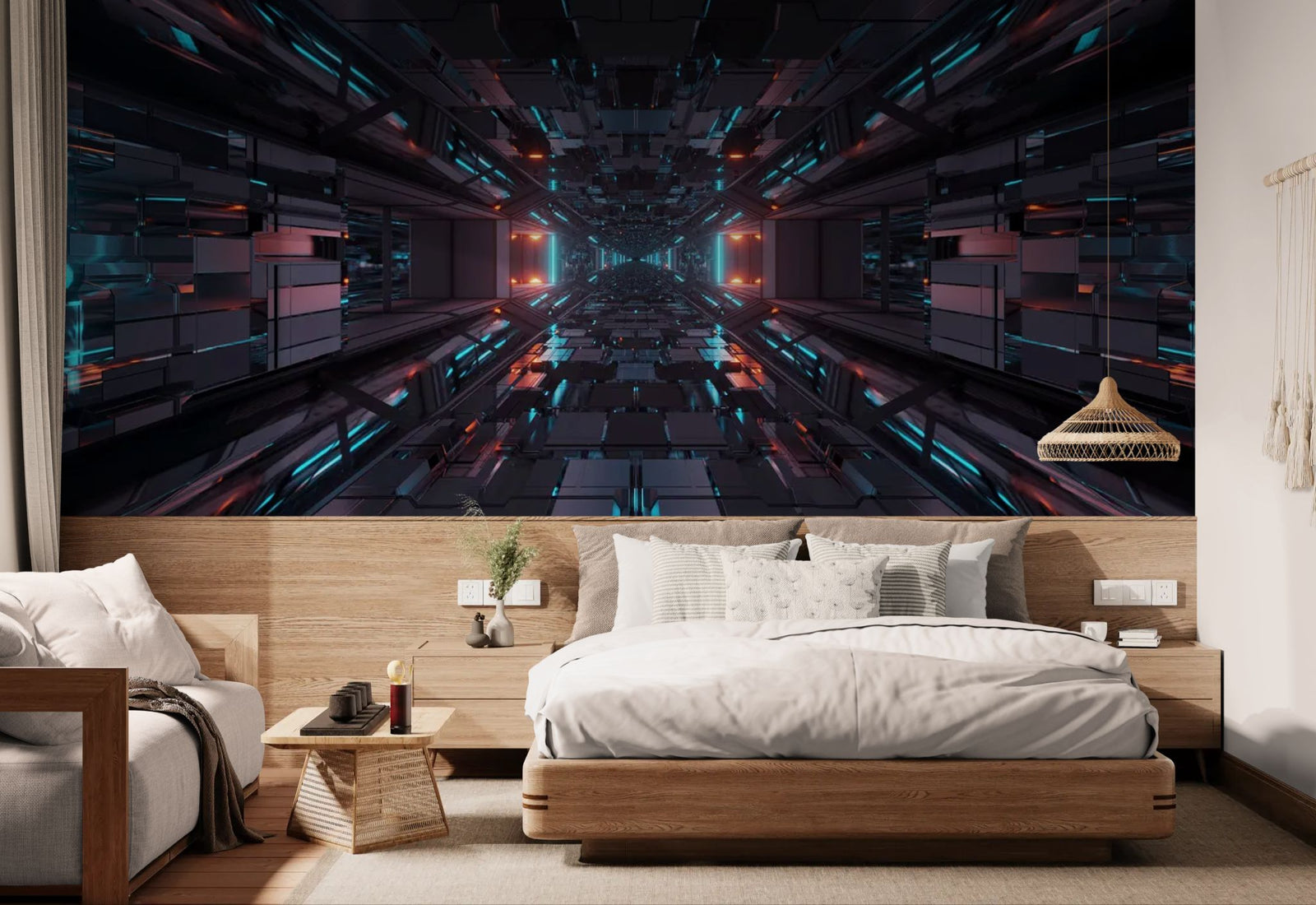 Papier Peint Futuriste - Tunnel Quantique Infinis