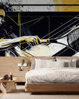 Papier peint sport – Tennisman dynamique abstrait noir jaune