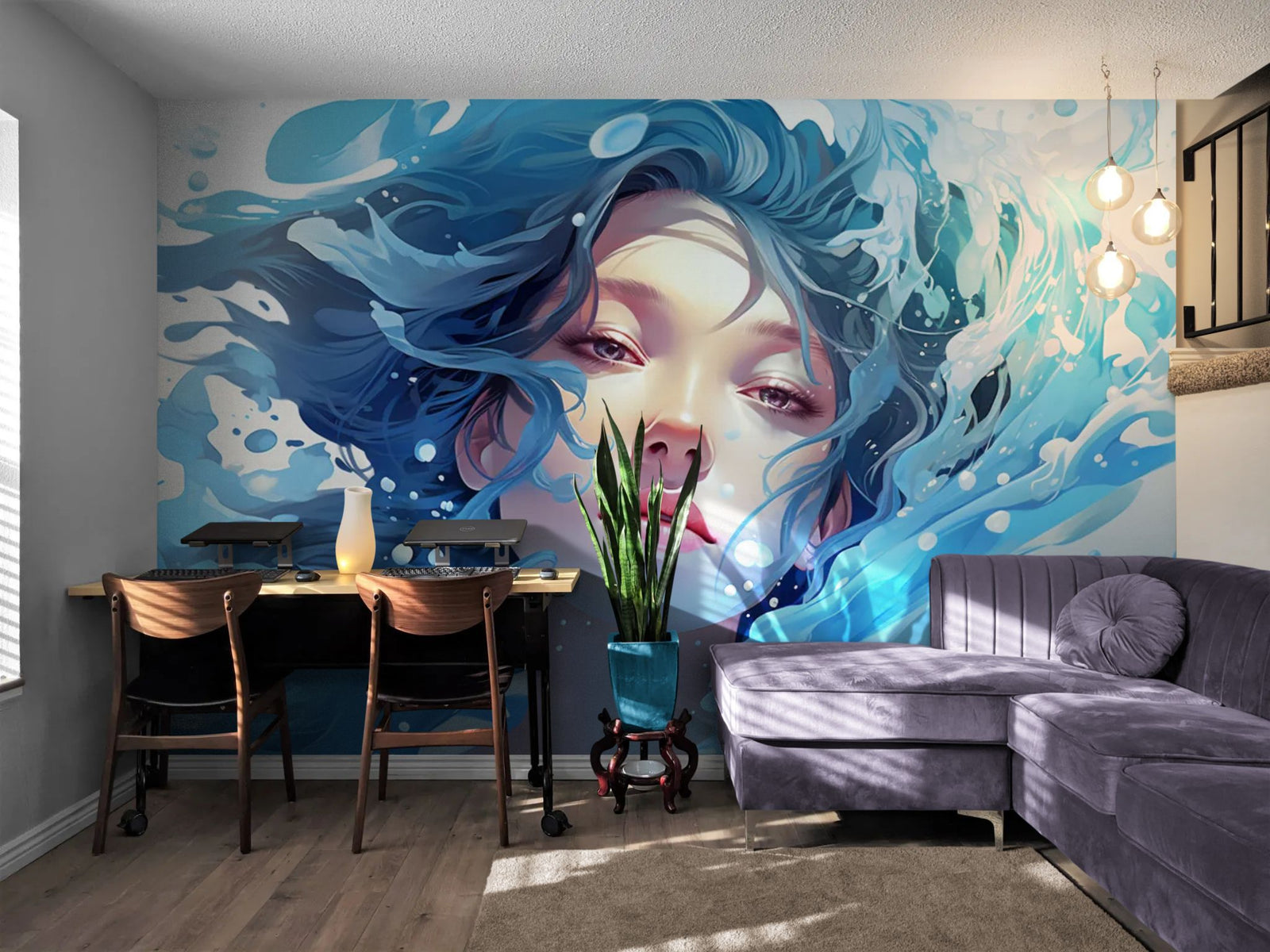 Papier Peint Anime - Esprit de l’Eau Luminescent