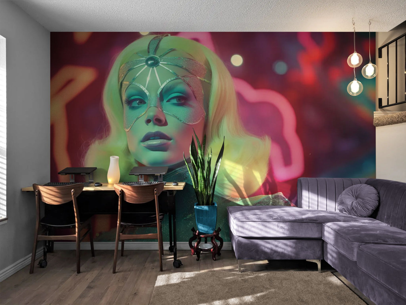 Papier Peint Néon Retro Futuriste - Impératrice Galactique