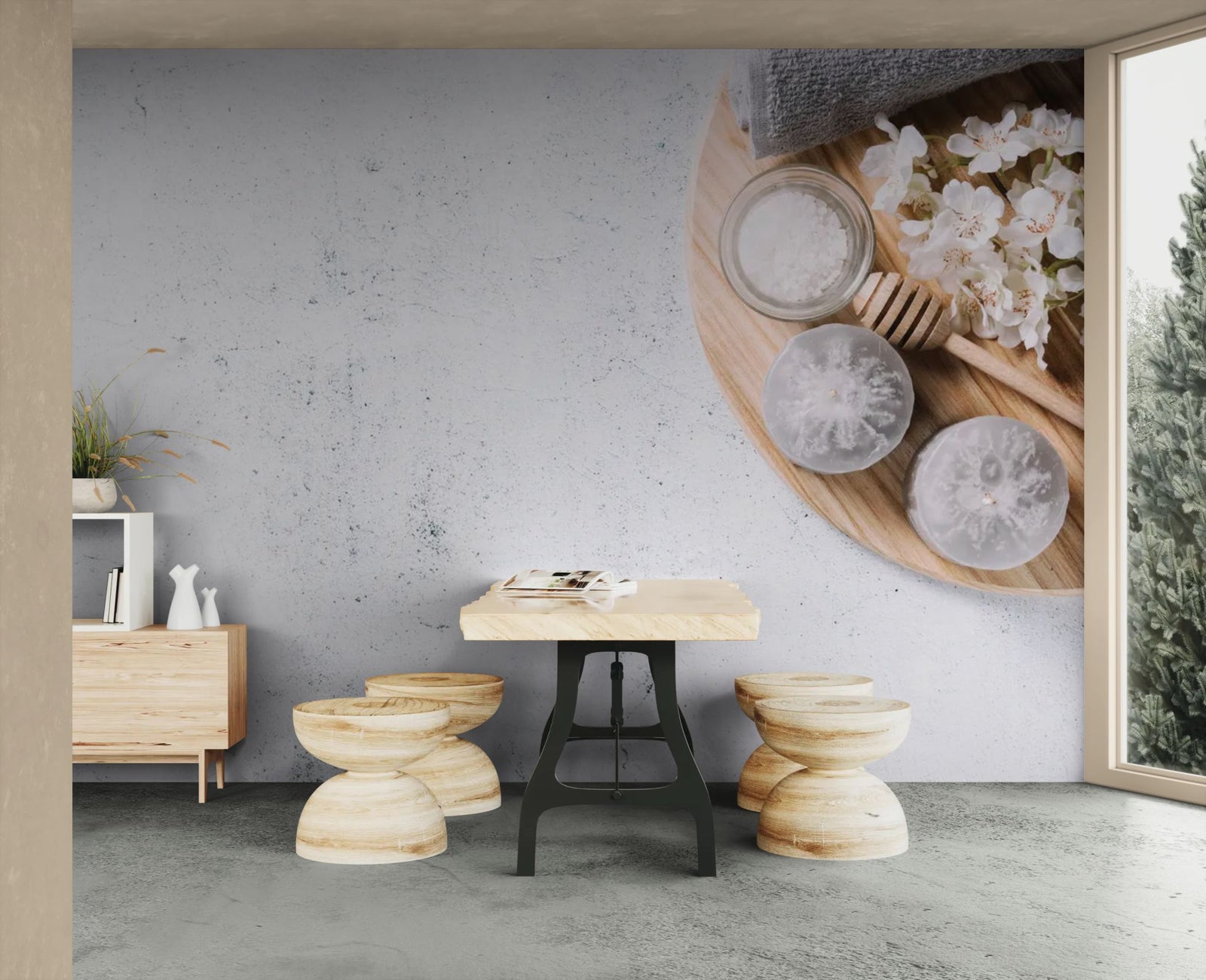 Papier peint art & déco – Composition spa douce et minimaliste