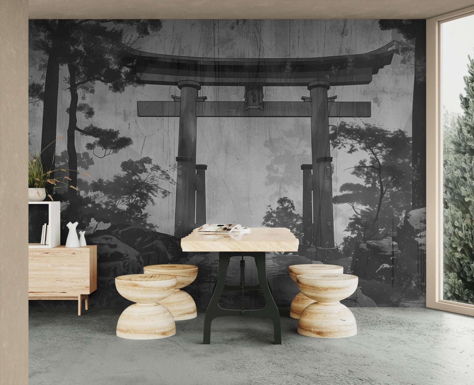 Japanese wallpaper – Sacred monochrome torii