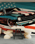 Vintage wallpaper – Stylized American car