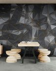 Geometric wallpaper – Carbon and gold polygonal pattern