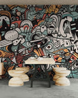 Papier peint abstrait – Fresque graphique contemporaine