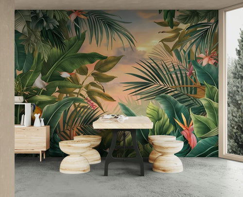 Papier peint jungle – Feuillage tropical luxuriant et élégant