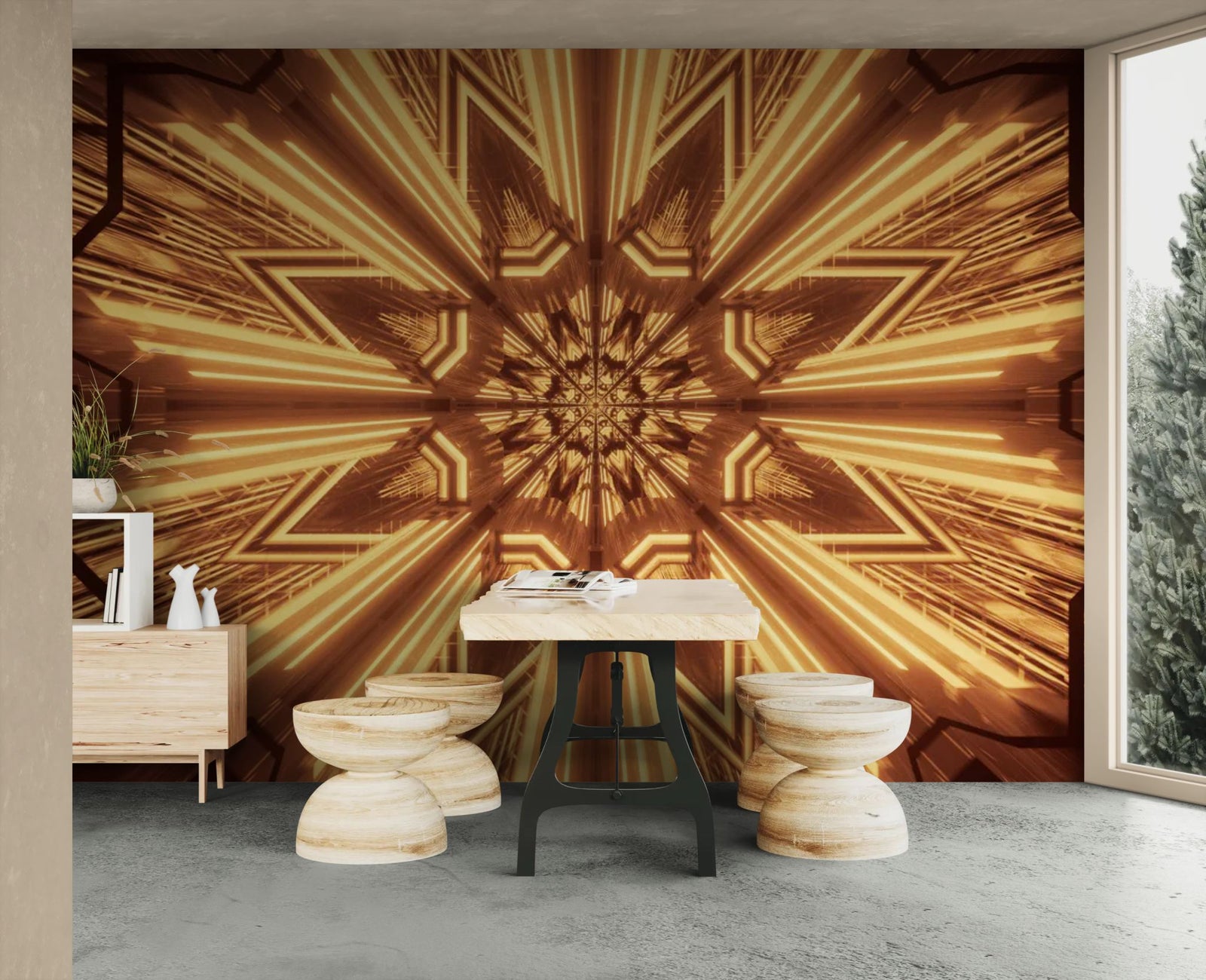 Geometric wallpaper – Bright gold pattern