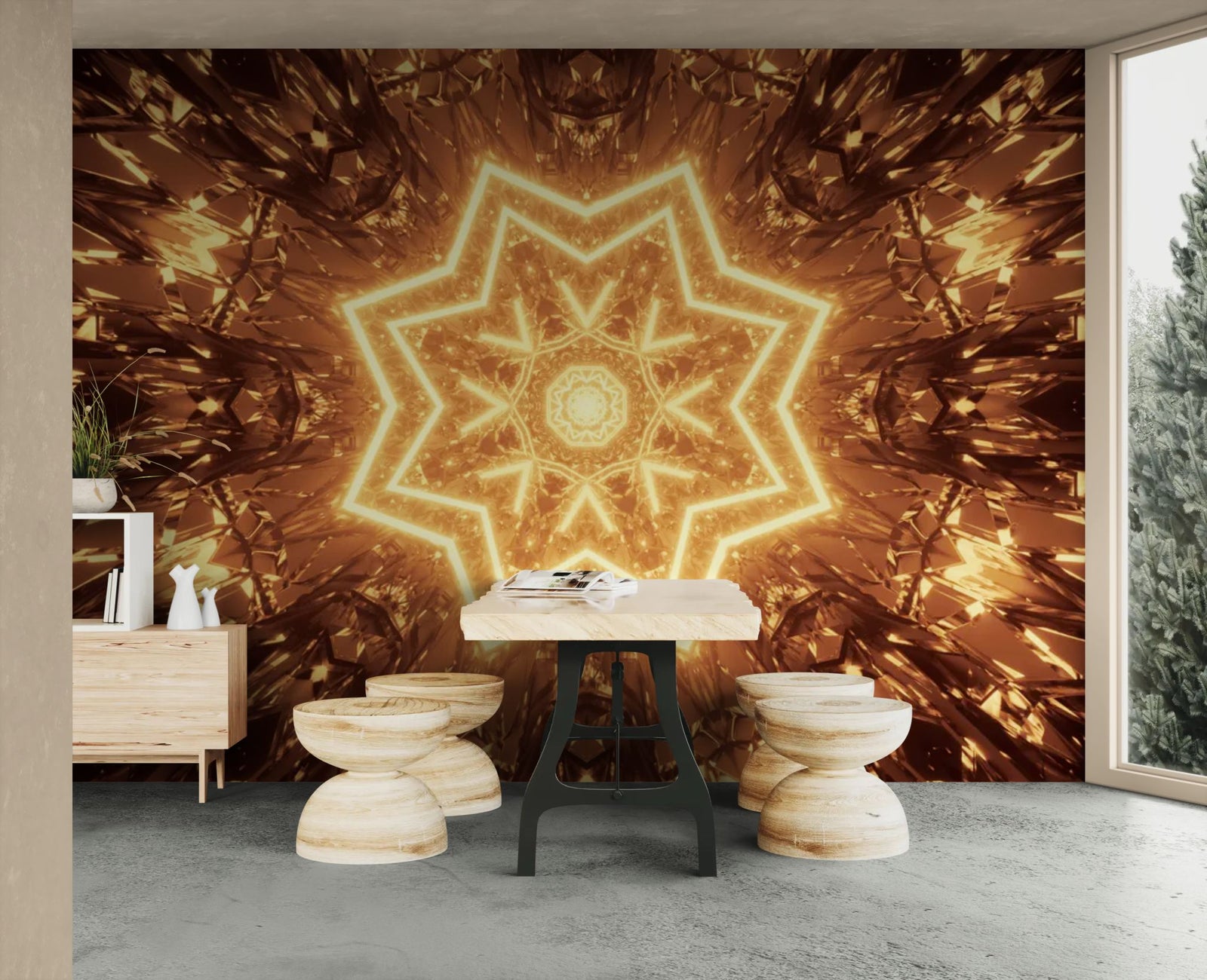 Abstract wallpaper – Luminous golden rosette