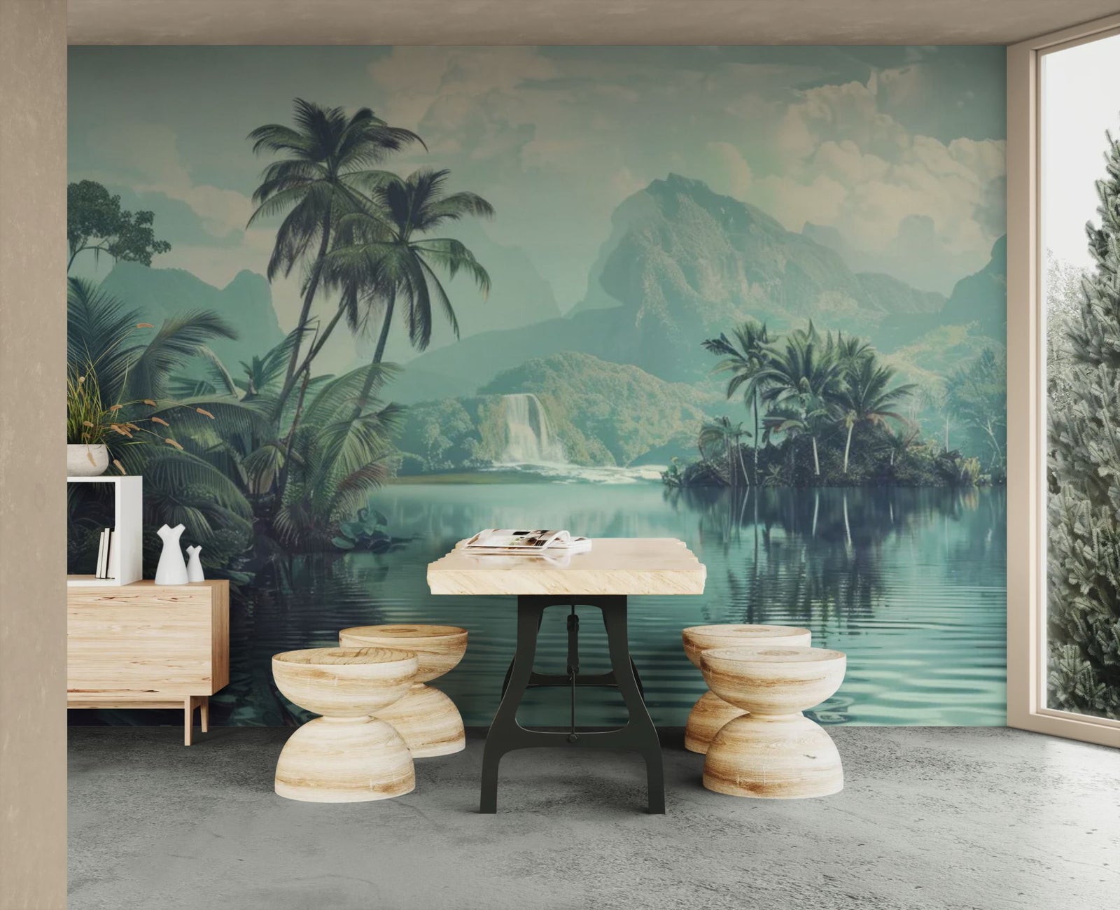 Landscape wallpaper – Calm, misty tropical lake