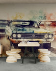 Papier peint vintage – Voitures classiques en aquarelle
