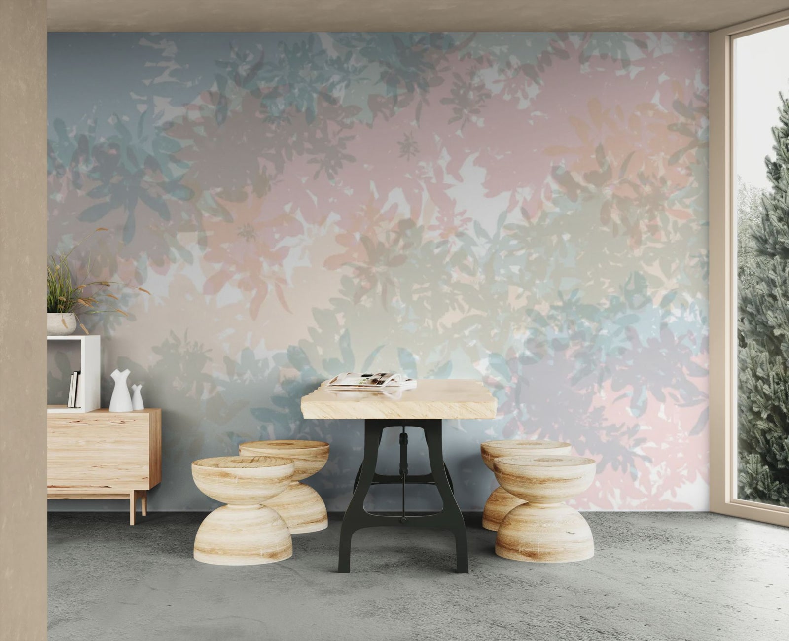 Nature wallpaper – Pastel and abstract leaf pattern