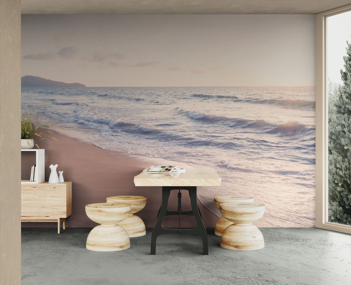 Strand-Tapete - Wellen an einem hellen Sandstrand