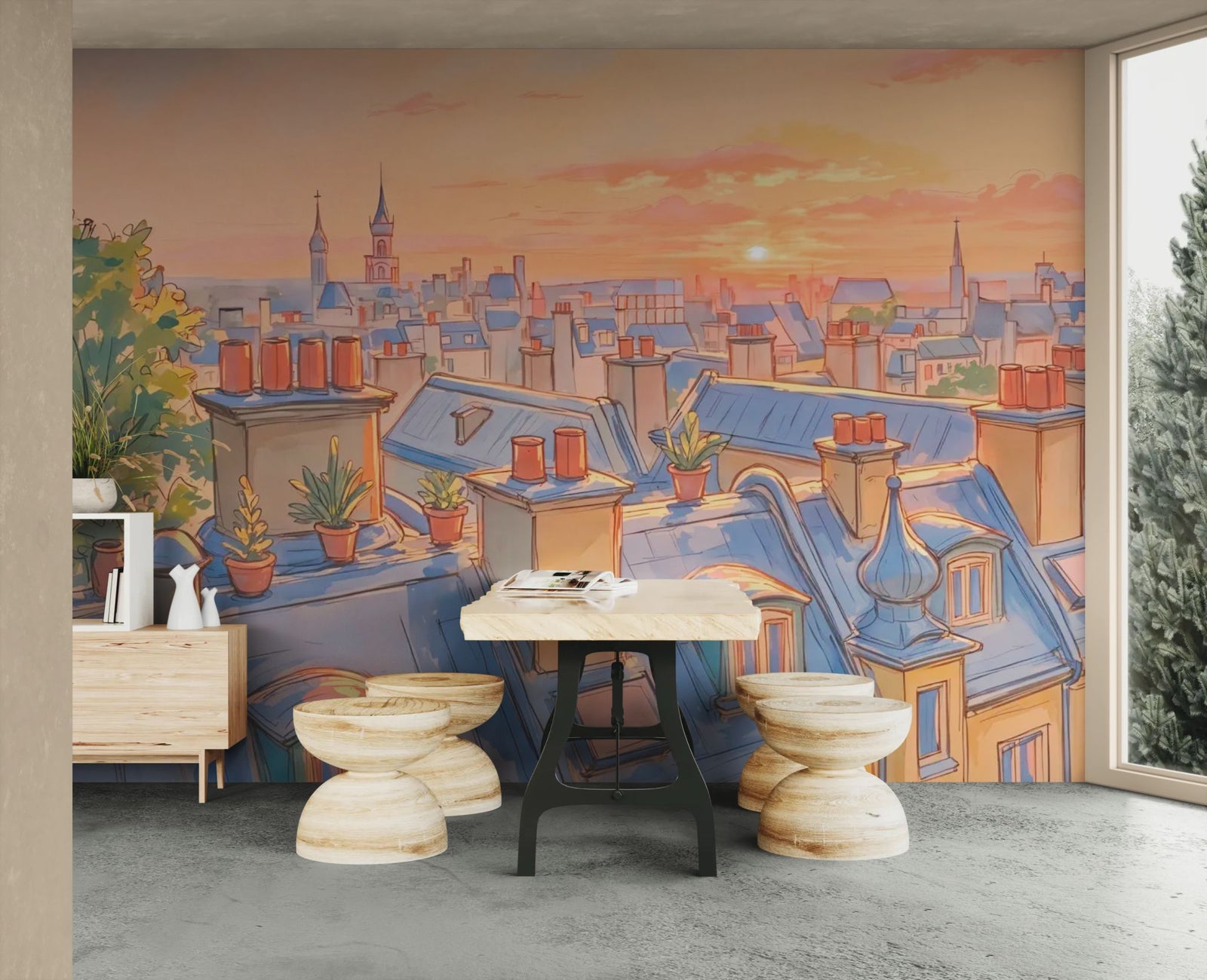 Paris Wallpaper – Rooftops at Sunset