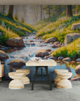 Forest wallpaper – Enchanted clearing and flowery stream