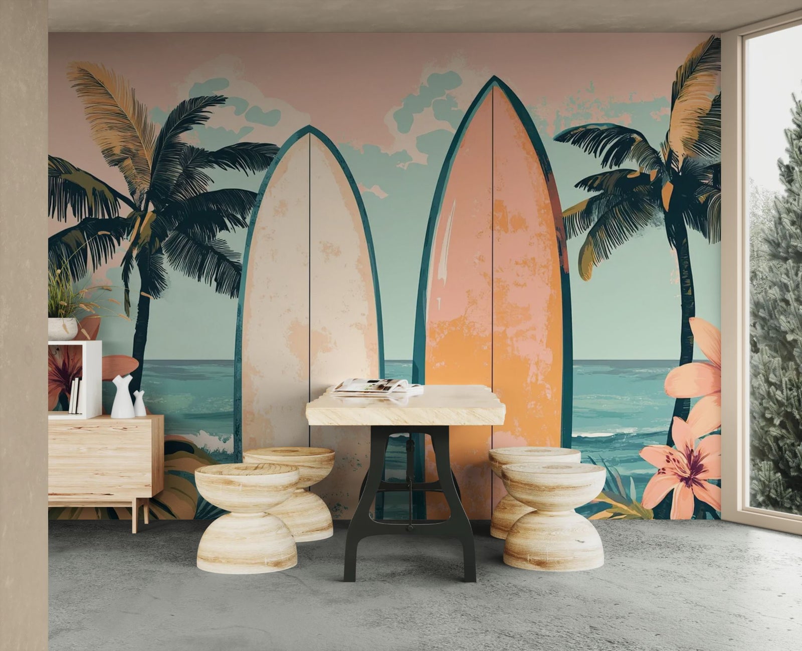 Tropical Wallpaper – Pastel Vintage Surf