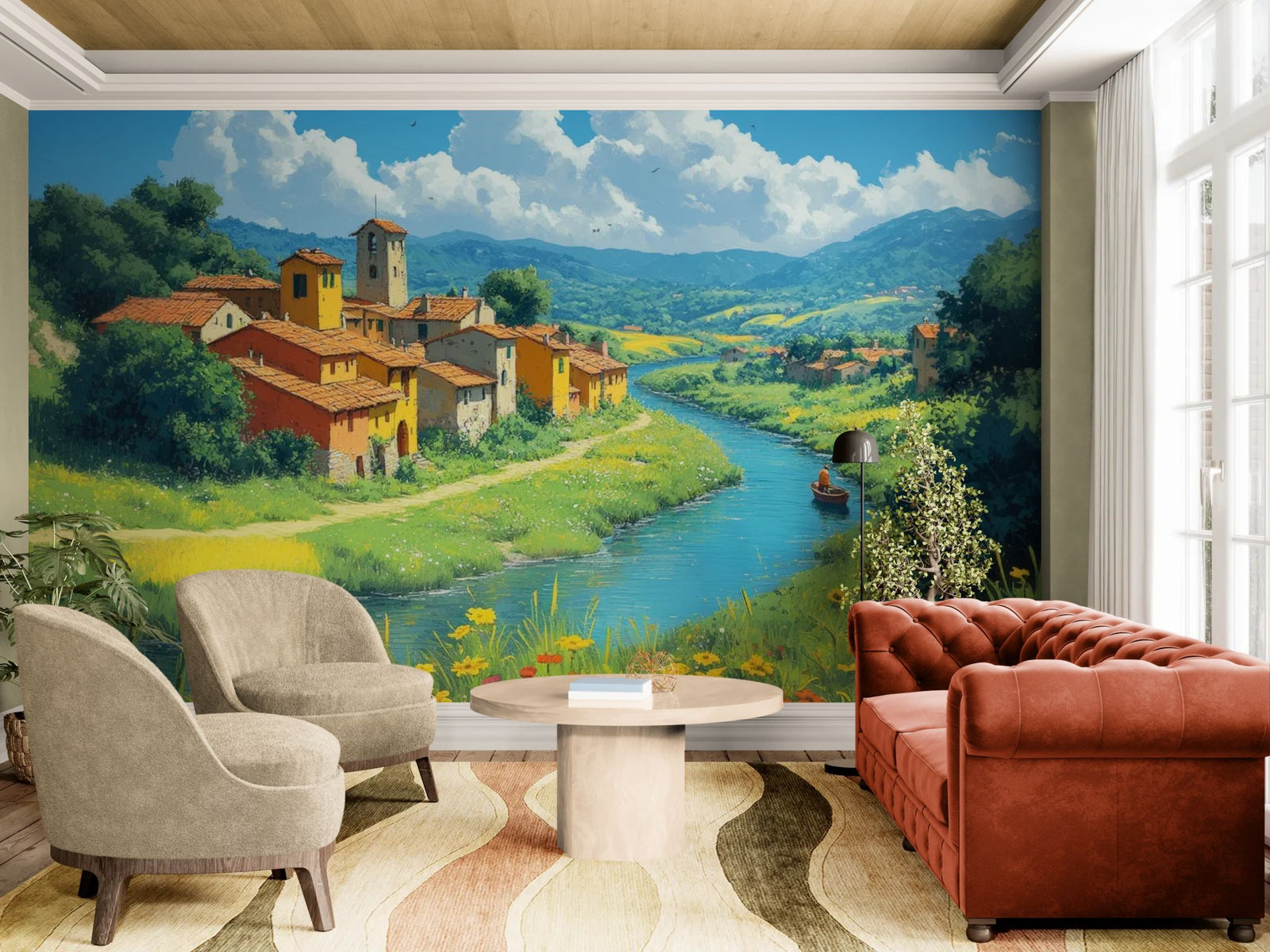 Landscape Wallpaper – Mediterranean Village by the Water