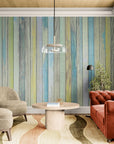 Papier peint Bois – Planches bois verticales usées colorées
