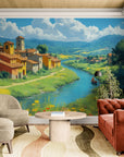 Papier peint Paysage – Village méditerranéen au bord de l'eau