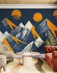 Graphic Wallpaper – Abstract Mountains and Orange Moons