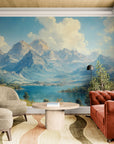 Papier peint Paysage – Montagnes majestueuses et lac bleu calme