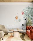 Papier peint Enfant – Dessin fillette et ballons volants