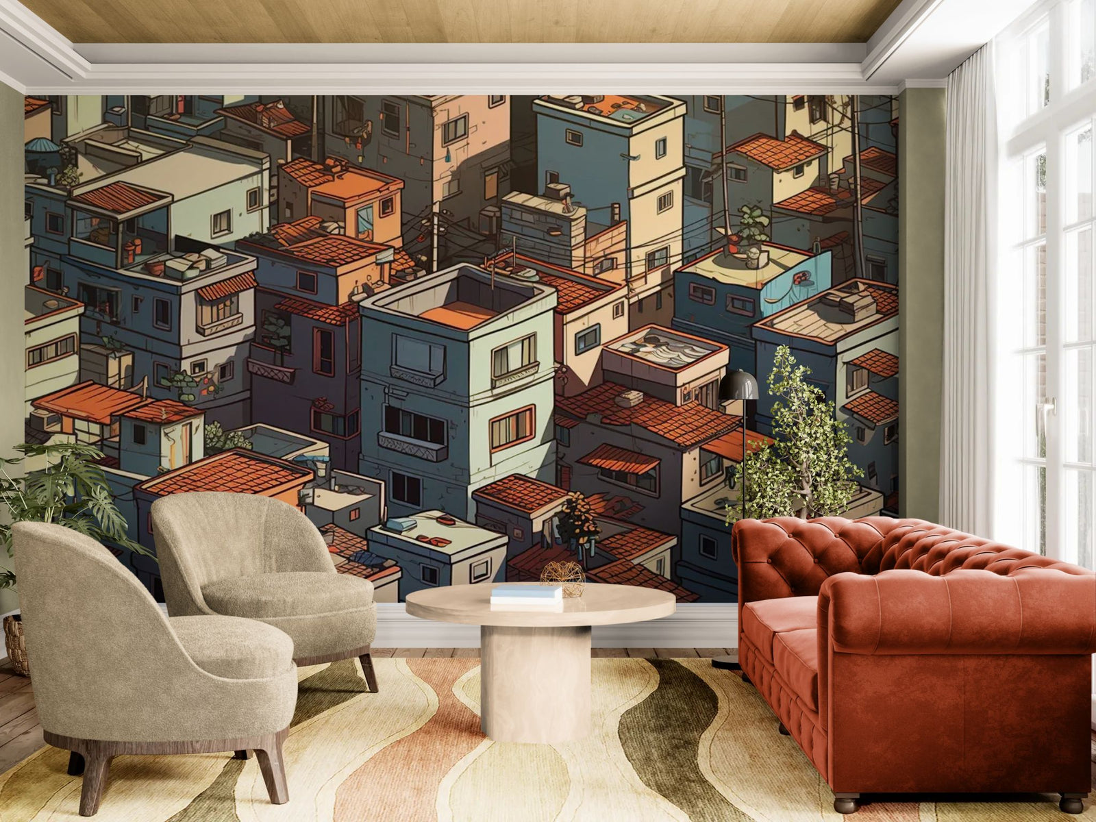 Architecture wallpaper – Stacked houses and tiled roofs