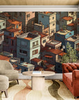 Papier peint Architecture – Maisons empilées et toits en tuiles
