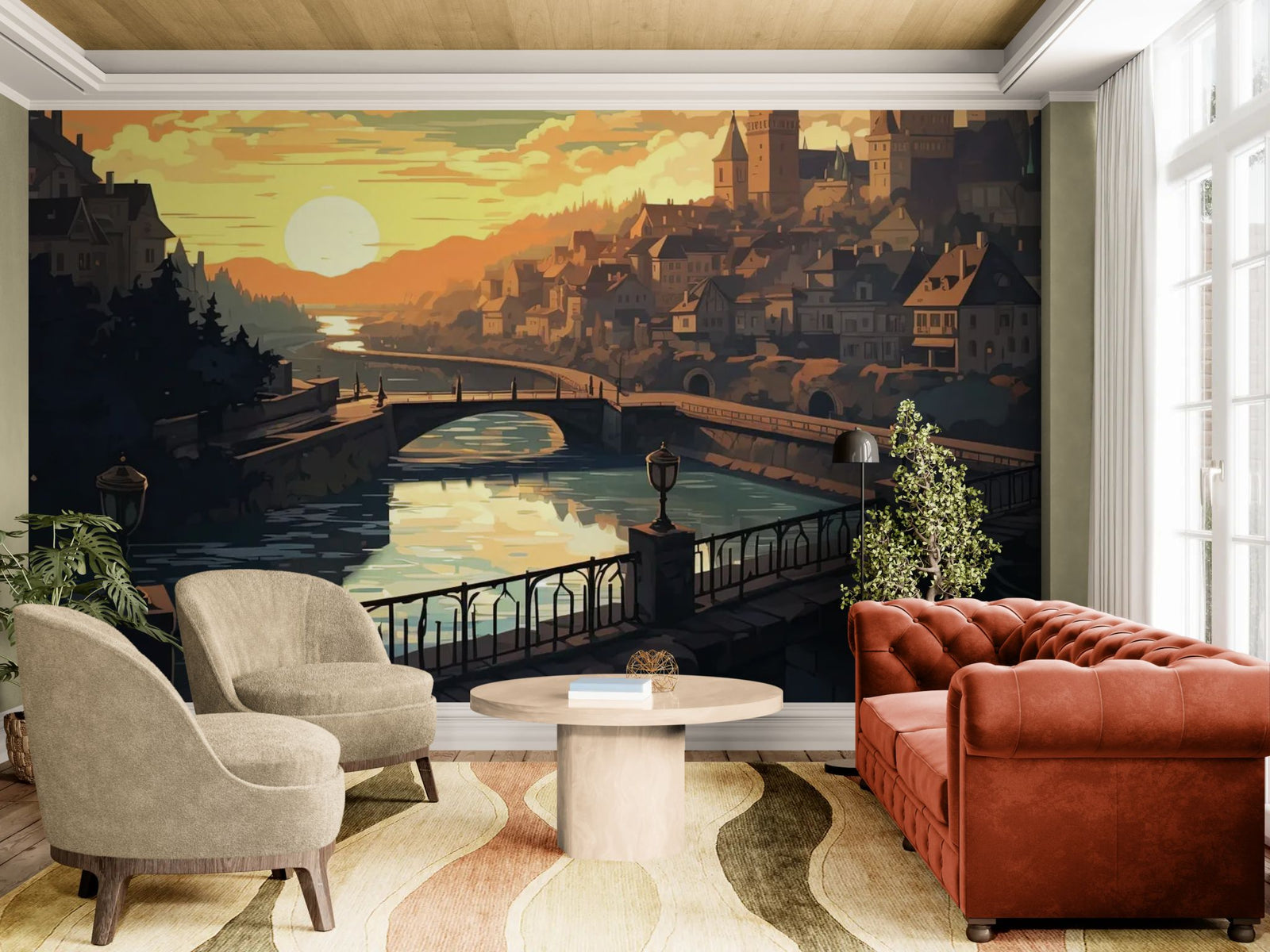 City Wallpaper – Sunset over an old bridge