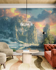 Fantasy Wallpaper – Rocky Peaks and Misty Lake