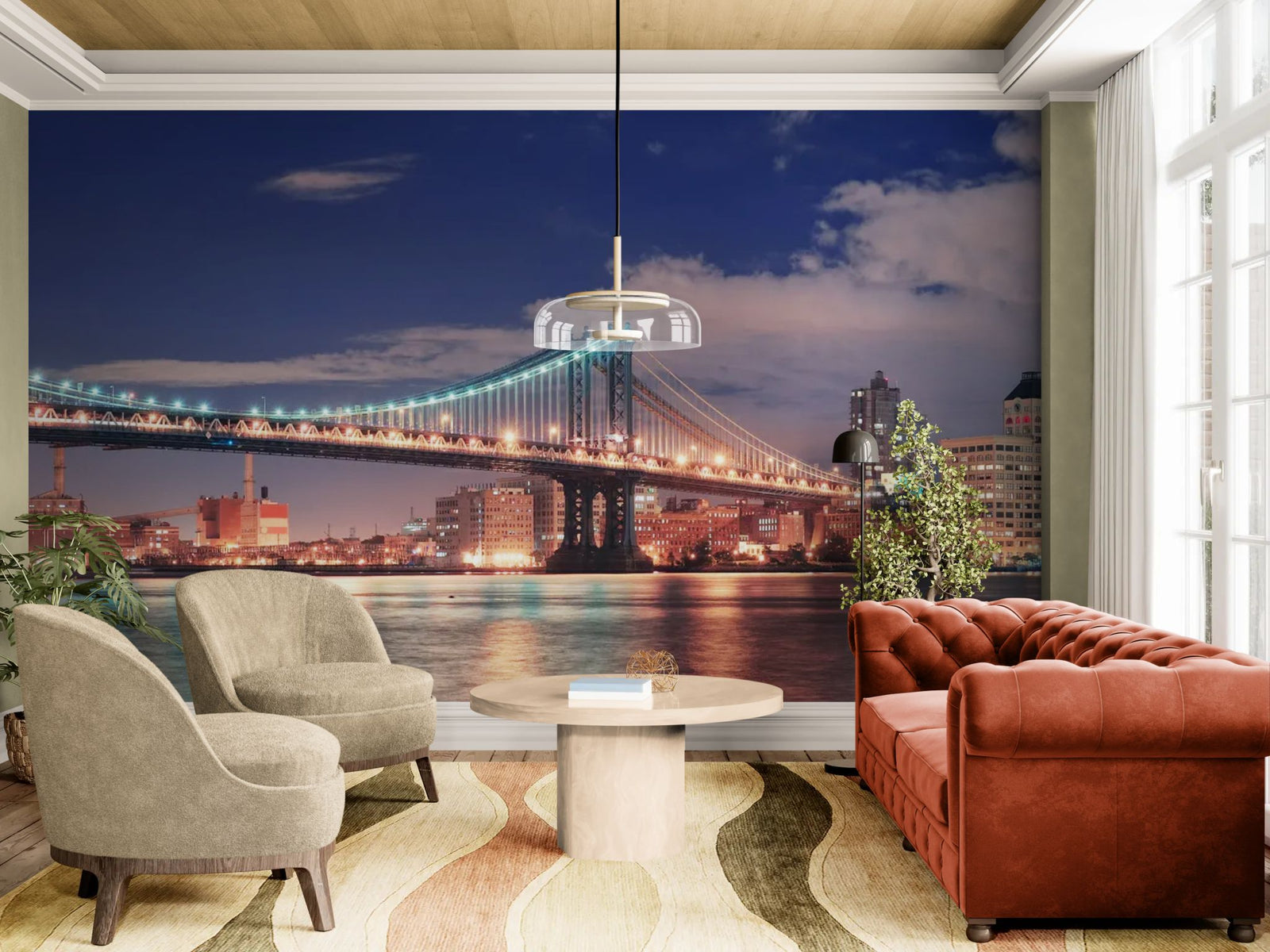 City Wallpaper – Manhattan Bridge illuminated at night