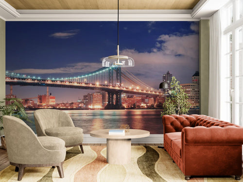 Papier peint Ville – Pont de Manhattan illuminé la nuit