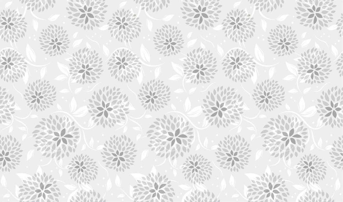 Papier Peint Floral - Fond Gris