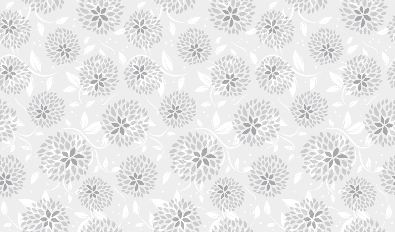 Papier Peint Floral - Fond Gris
