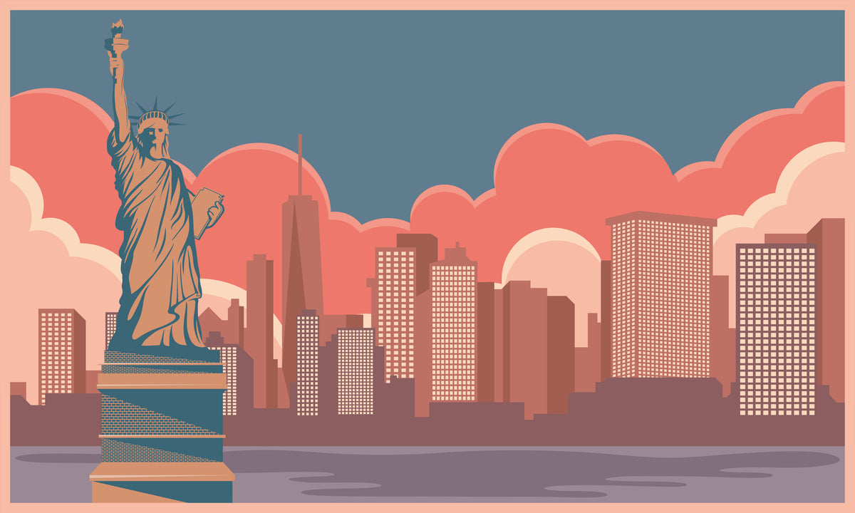 Papel tapiz de ciudad - Estatua de la Libertad y edificios de Nueva York