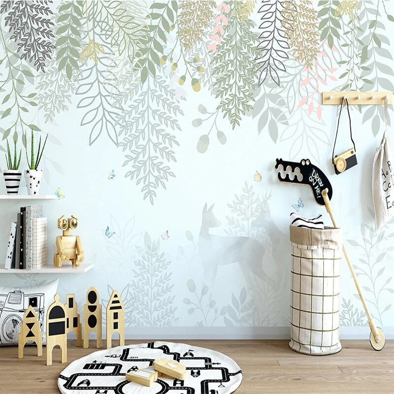 Foliage Wallpaper – Soft Animal Shadows under a Veil of Leaves