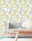 Papier Peint Géométrique - Chevron Pastel