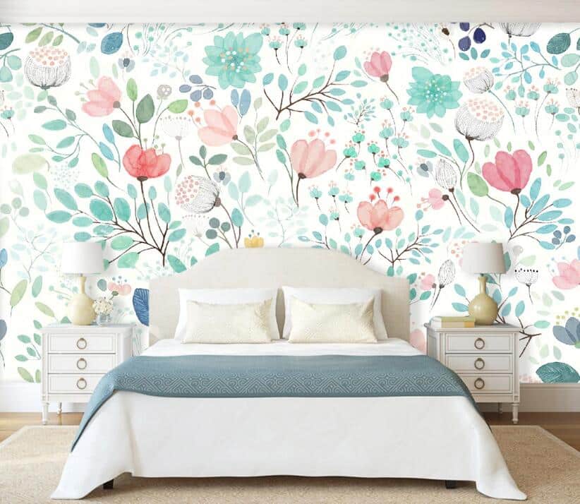 Floral Wallpaper - Enchanted Garden in Watercolor