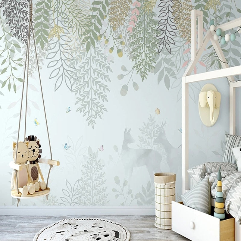 Foliage Wallpaper – Soft Animal Shadows under a Veil of Leaves